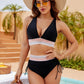 V-Neck Patchwork Bikini 2-Piece Set