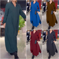 2024 Hot Sale 49%OFF💕Side Slit Lapel Loose Long Dress