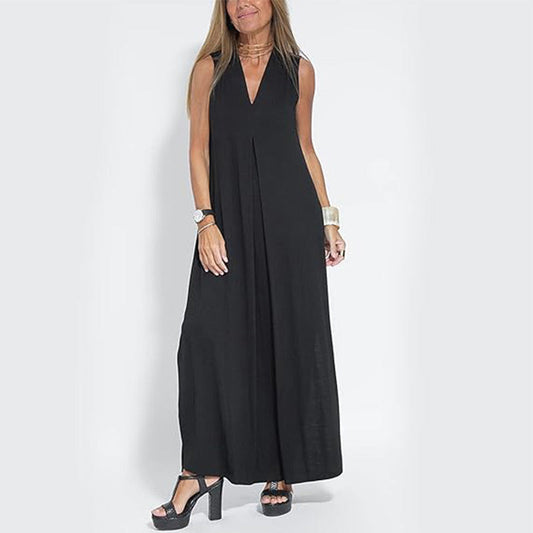 Buy 2 free shipping*Sleeveless Deep V-Neck Loose Maxi Dress