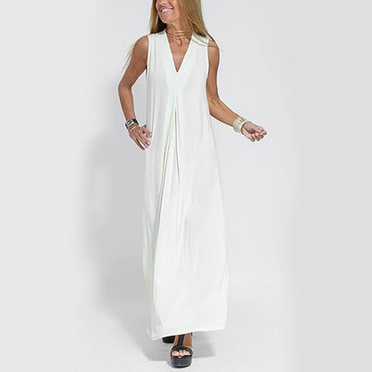 Buy 2 free shipping*Sleeveless Deep V-Neck Loose Maxi Dress