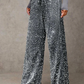 💖LAST WEEK SALE 50% OFF🥰Women's Sequin Sparkle Wide Leg Pants with Elastic Waistband