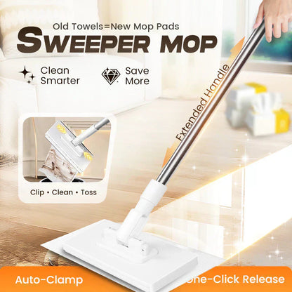 🔥 48% OFF!! ✨🧹🏆#1 Best Seller ⏰💕🌟Flat Mop with Stainless Steel Handle, come with Reusable Washable Mop Cloths
