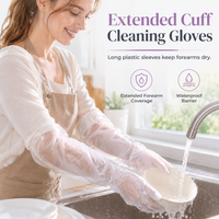 ⏳ 56% OFF! ✨ Disposable Long-Cuff Cleaning Gloves – Extended Sleeve Coverage for Splash-Prone Chores, Lightweight Film Construction, Gathered Cuff Fit & Lower-Forearm Protection – 20/50/100 Pack 🧤