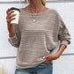 🎁Free Gift With Purchase 🎁 Solid Round-Neck Striped Top with Long Sleeves