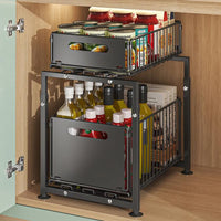 📢🔥57% OFF! 📦2-Tier Pull-Out Shelf – Double Storage & Easy Reach, Make Your Cupboards Tidy & Accessible 🔄💪