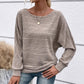 🎁Free Gift With Purchase 🎁 Solid Round-Neck Striped Top with Long Sleeves