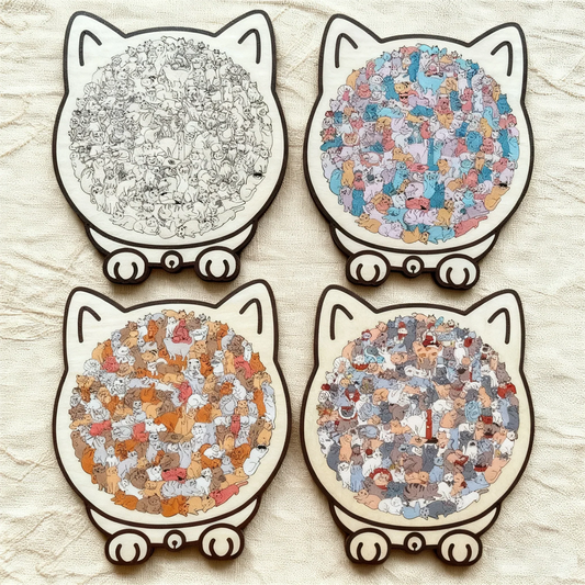 🎁Christmas Sale 50% OFF🎅135-Piece Cat Shaped Wooden Jigsaw Puzzle
