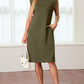 🔥Summer Sale 50% OFF💥Women Round Neck Loose Split Wrinkle-Free Midi Dress with Pockets