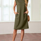 🔥Summer Sale 50% OFF💥Women Round Neck Loose Split Wrinkle-Free Midi Dress with Pockets
