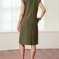 🔥Summer Sale 50% OFF💥Women Round Neck Loose Split Wrinkle-Free Midi Dress with Pockets