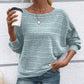 🎁Free Gift With Purchase 🎁 Solid Round-Neck Striped Top with Long Sleeves