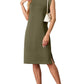 🔥Summer Sale 50% OFF💥Women Round Neck Loose Split Wrinkle-Free Midi Dress with Pockets