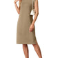 🔥Summer Sale 50% OFF💥Women Round Neck Loose Split Wrinkle-Free Midi Dress with Pockets
