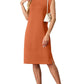 🔥Summer Sale 50% OFF💥Women Round Neck Loose Split Wrinkle-Free Midi Dress with Pockets