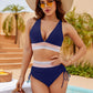 V-Neck Patchwork Bikini 2-Piece Set