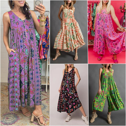 💃✨ Vintage Printed Loose Sleeveless Jumpsuit