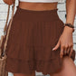 📢📢40% OFF !! ⏰ Solid Color Stretch Waist Layered Short Skirt