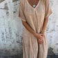 🔥Women's Loose V-neck cotton linen dress