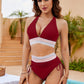 V-Neck Patchwork Bikini 2-Piece Set