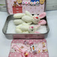 💎 50% OFF! 💎 Bunny Mummy & Baby Plush Pocket Tin – Handmade Easter Collectible with Cozy Blanket (Pink/Blue Ears) 🐇🎁