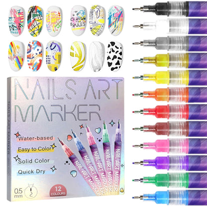🎅Christmas Sale-50% Off🎨💅12 Colors Nail Art Pens Set