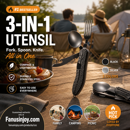 🎉🎉Surprise 56% off！🏕️Must-have for outdoor trips 🍴🥄4-In-1 Outdoor Folding Multifunctional Tableware