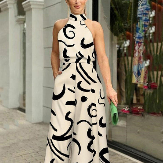 🎁New arrival 40% OFF💥Women's Stylish Slim Fit Wide Leg Printed Jumpsuit