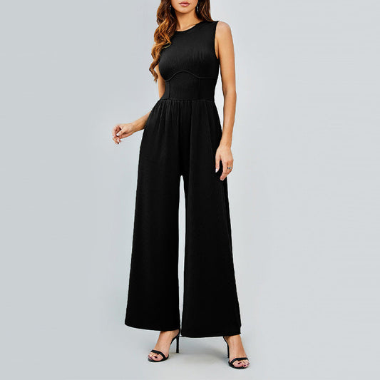 🔥Last Day Promotion 30% OFF 🔥Women’s Solid Sleeveless Wide Leg Jumpsuit