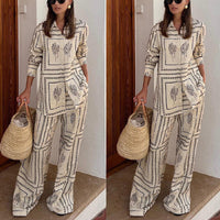 Free shipping! 🎁Women's Geometric Print 2-Piece Set - Shirt and Wide Leg Pants