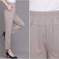 Solid Color Elastic Waist Ankle Pants with Pockets