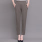 Solid Color Elastic Waist Ankle Pants with Pockets
