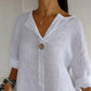 Women's Linen-Cotton V-Neck Comfortable Top