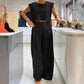 🔥Women's shiny loose crop top and wide-leg pants with pockets