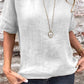 Women's Solid Color Round Neck Half-sleeved Cotton Linen Blouse