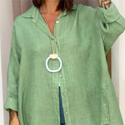 🔥Hot Sale 🔥Women's Casual Solid Color Long Sleeve Button Down Shirt