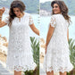 💃2024 NEW Elegant Cutout Flowers White Dress for Plus Size Lady