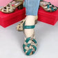 Women's Retro Woven Mid-Heel Sandals