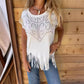 Women's solid colour short sleeve T-shirt with hot print and frayed hem