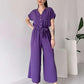 💖Women's V-Neck Short Sleeve Casual Jumpsuit