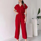 💖Women's V-Neck Short Sleeve Casual Jumpsuit