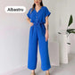 💖Women's V-Neck Short Sleeve Casual Jumpsuit