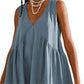 Women’s V-Neck Sleeveless Vest Loose pleated Dress