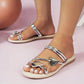 Open Toe Heart-Shaped Flat Slides Sandals