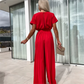 🔥Hot Sale🔥Solid Color High Waist Pleated Leg Jumpsuit