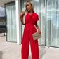 🔥Hot Sale🔥Solid Color High Waist Pleated Leg Jumpsuit