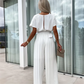 🔥Hot Sale🔥Solid Color High Waist Pleated Leg Jumpsuit