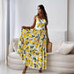 🌷Limited Time Offer 50% OFF🍋Women’s Elegant Lemon Print Spaghetti Strap Flowy Long Dress