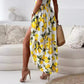 🌷Limited Time Offer 50% OFF🍋Women’s Elegant Lemon Print Spaghetti Strap Flowy Long Dress