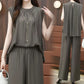 Women’s Stylish Flowy 2-piece Set Sleeveless Top and Wide-leg Pants