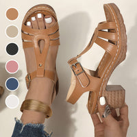 🔥Open-Toe Cutout Block Sandals with Buckle Strap✨